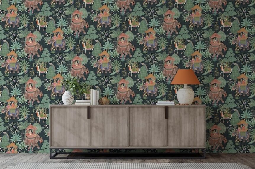 Esselle Emperor's Garden Black Multicoloured Wallpaper