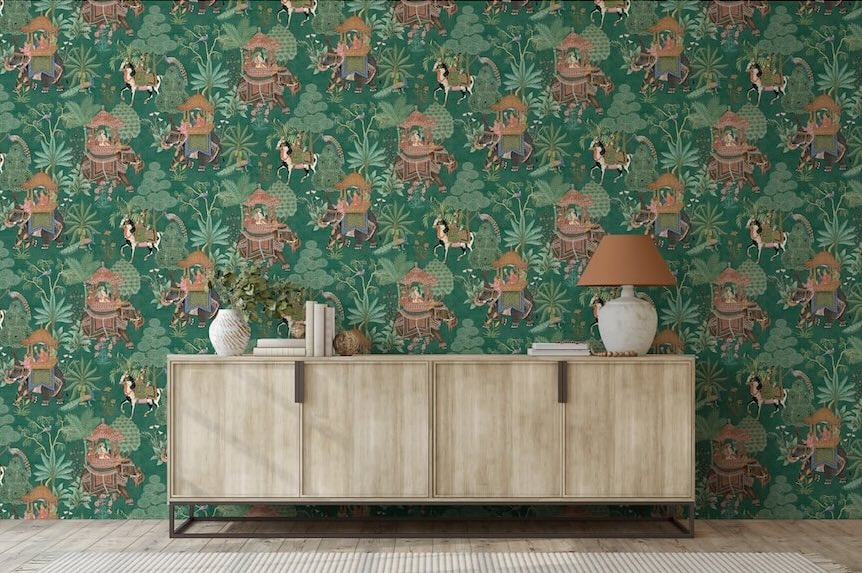 Esselle Emperor's Garden Emerald Multicoloured Wallpaper