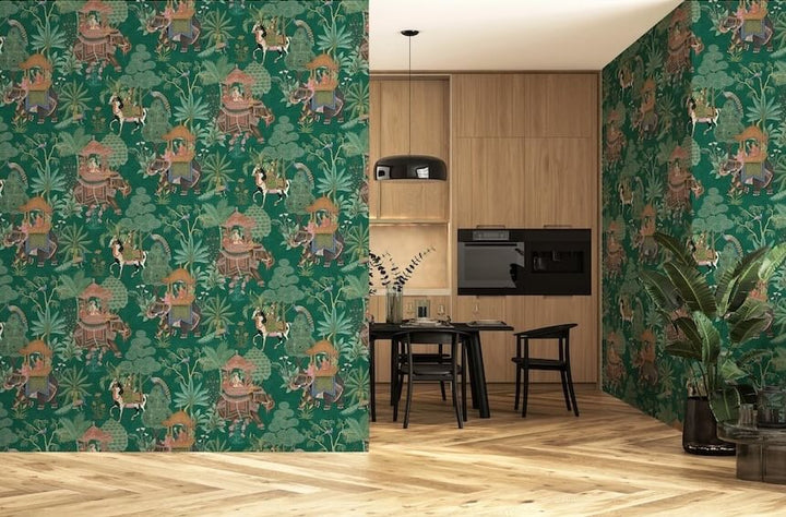 Esselle Emperor's Garden Emerald Multicoloured Wallpaper