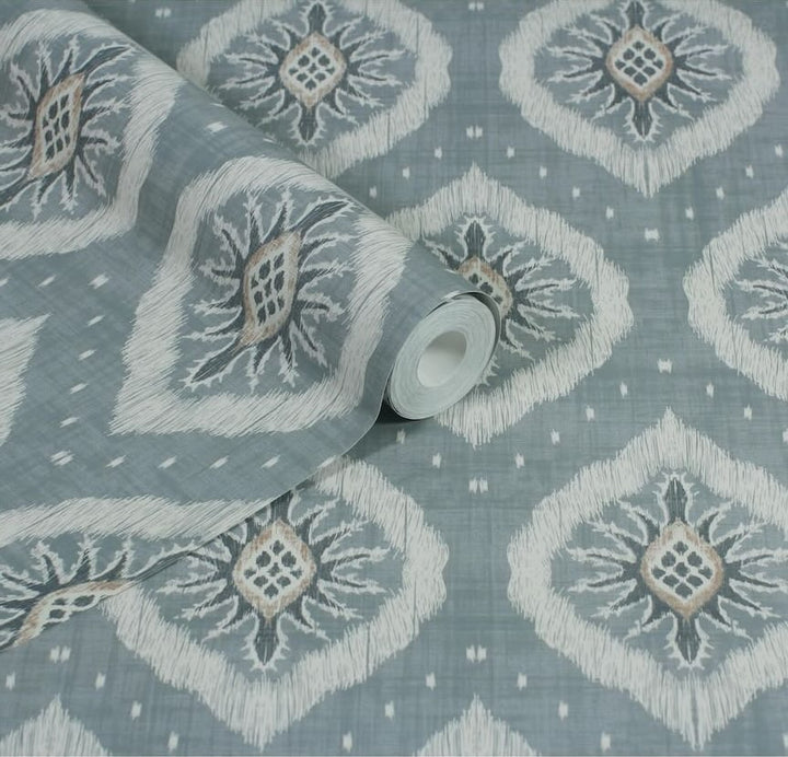 Esselle Odina Ikat Soft Blue Wallpaper