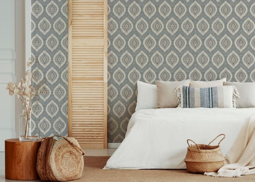 Esselle Odina Ikat Soft Blue Wallpaper