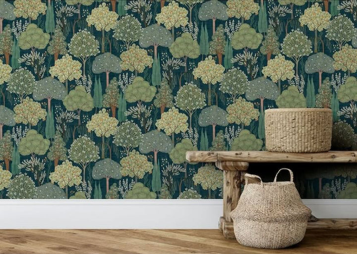 Esselle Persian Oasis Navy/Green Wallpaper