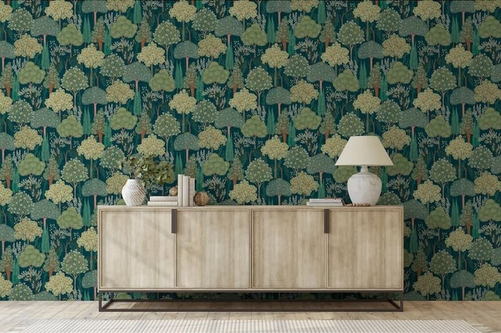 Esselle Persian Oasis Navy/Green Wallpaper