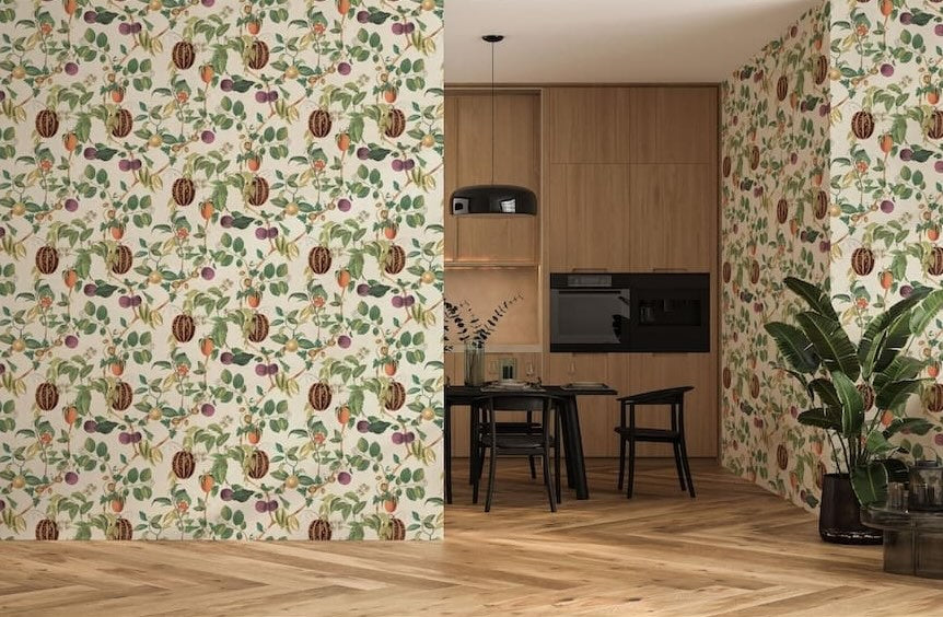 Esselle Tropic House Parchment/Green Wallpaper