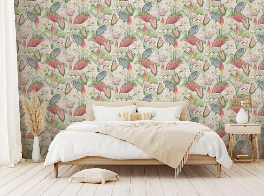 Esselle Waterlily Lake Linen Multicoloured Wallpaper