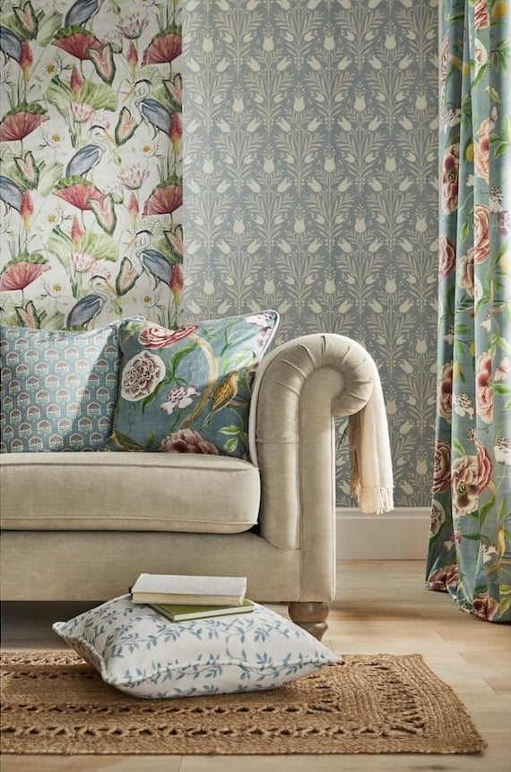 Esselle Waterlily Lake Linen Multicoloured Wallpaper