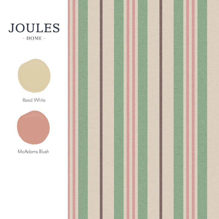 Joules Grove Stripe Pink & Green Wallpaper