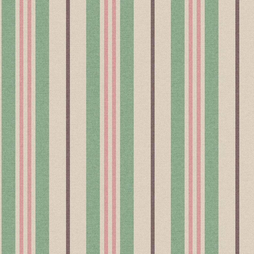 Joules Grove Stripe Pink & Green Wallpaper