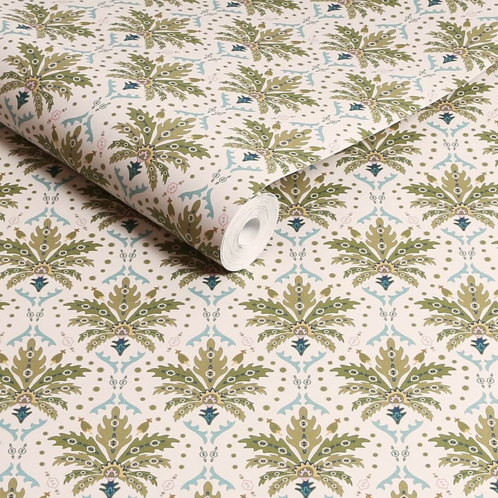 Joules Palm Geo Print Cream / Multi Wallpaper