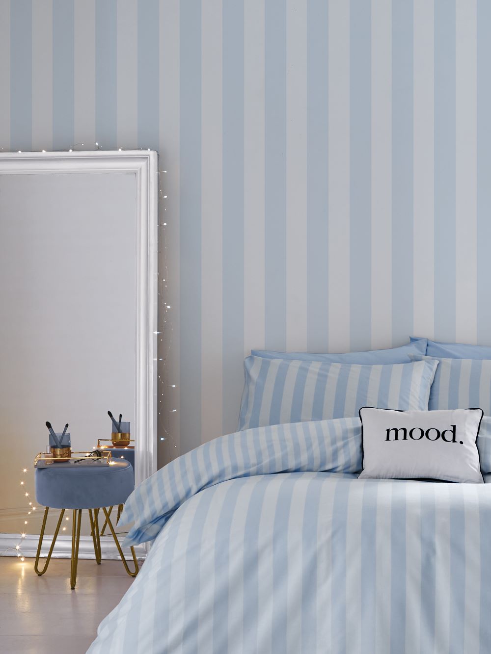 Muriva Stripe Tease Blue Wallpaper