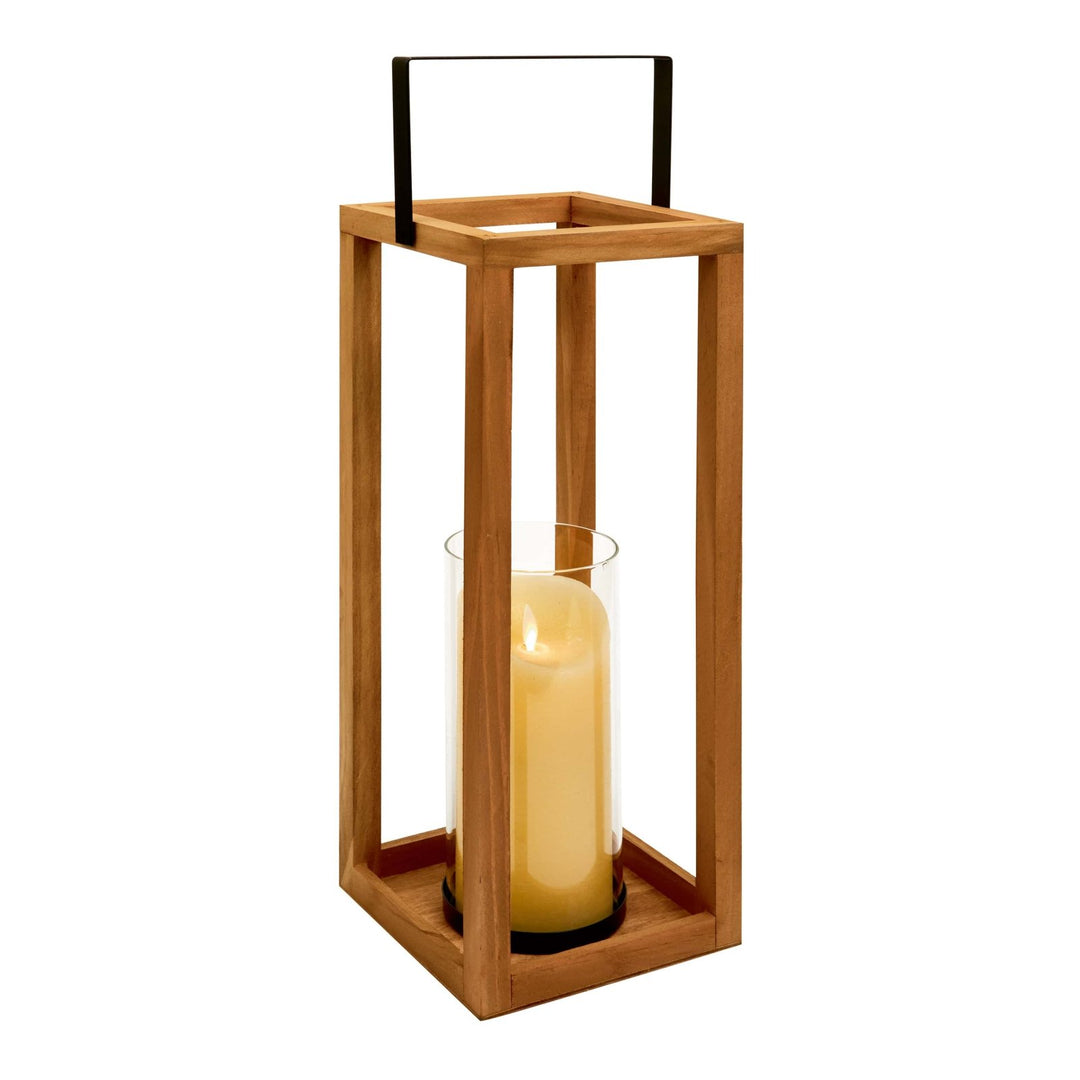 CH203181 - Premier - 40cm Teak Wood Frame Lantern - Decor Warehouse