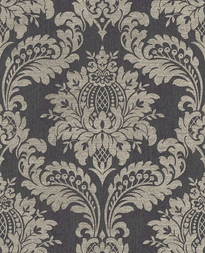 119971-Graham & Brown-Archive Damask Black & Gold Wallpaper-Decor Warehouse