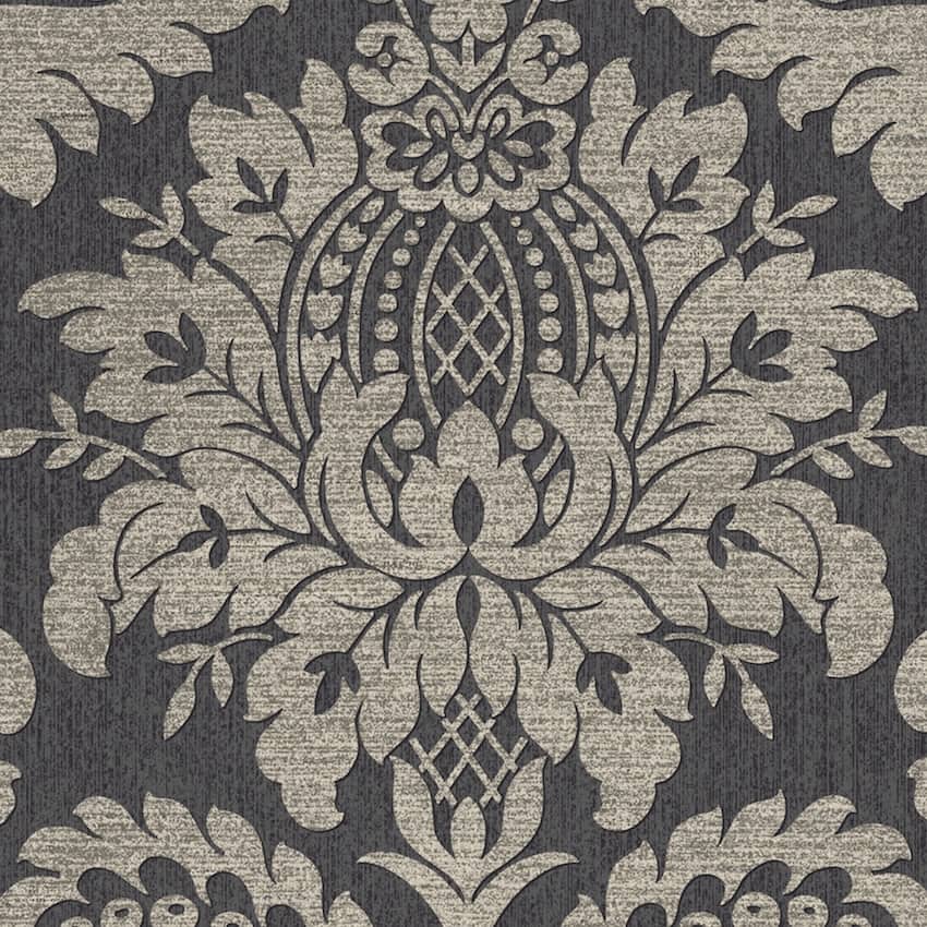 119971-Graham & Brown-Archive Damask Black & Gold Wallpaper-Decor Warehouse