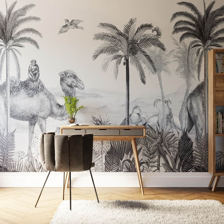 126251FXST - Graham & Brown - Art for the Home Animal Kingdom Mono Mural - Decor Warehouse