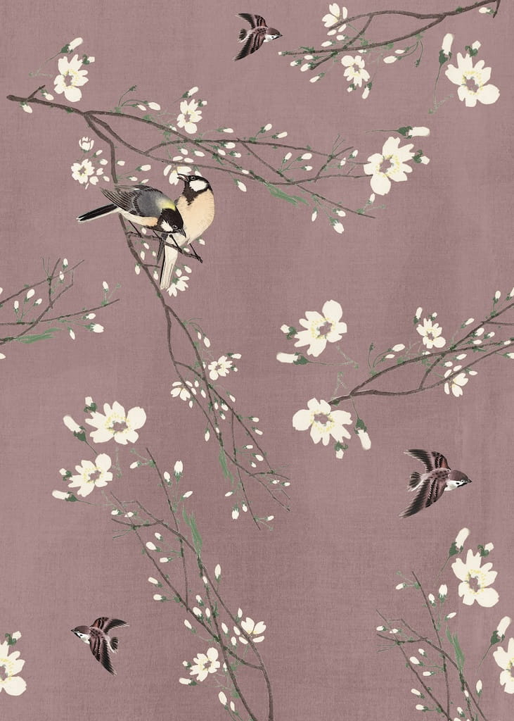 127016FXST - Graham & Brown - Art for the Home Birds & Blossom Pink Mural - Decor Warehouse