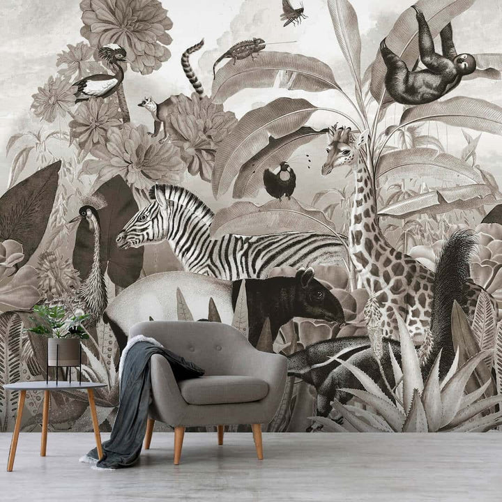 125621FXST - Graham & Brown - Art for the Home Jungle Animals Mural - Decor Warehouse