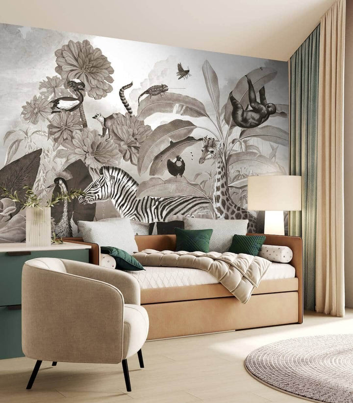 125621FXST - Graham & Brown - Art for the Home Jungle Animals Mural - Decor Warehouse