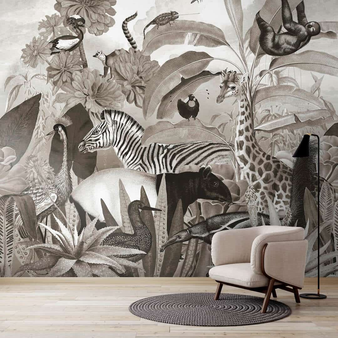 125621FXST - Graham & Brown - Art for the Home Jungle Animals Mural - Decor Warehouse