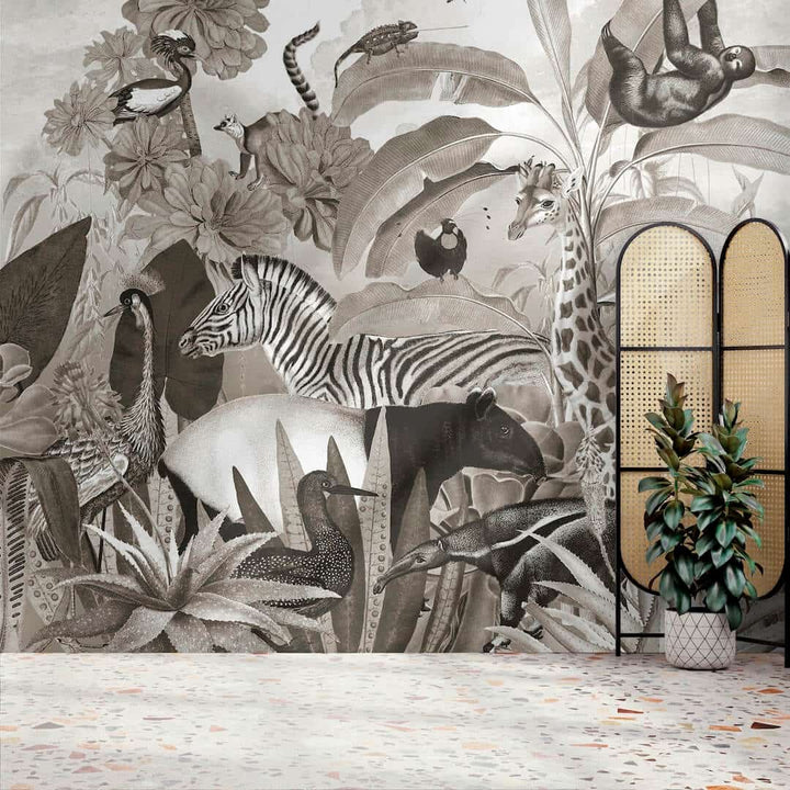 125621FXST - Graham & Brown - Art for the Home Jungle Animals Mural - Decor Warehouse