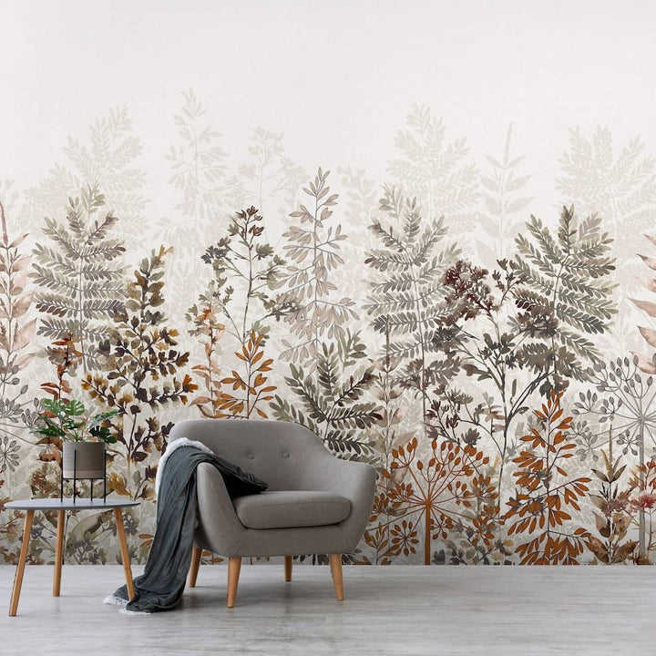 125909FXST - Graham & Brown - Art for the Home Leaf Silhouette Rust Mural - Decor Warehouse