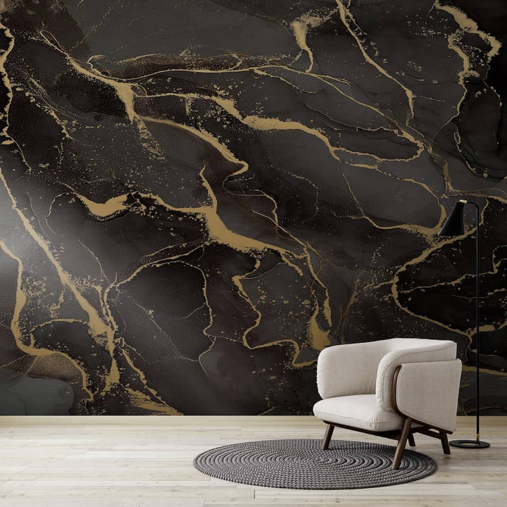 125612FXST - Graham & Brown - Art for the Home Marble Black Gold Mural - Decor Warehouse