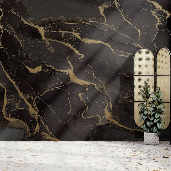 125612FXST - Graham & Brown - Art for the Home Marble Black Gold Mural - Decor Warehouse