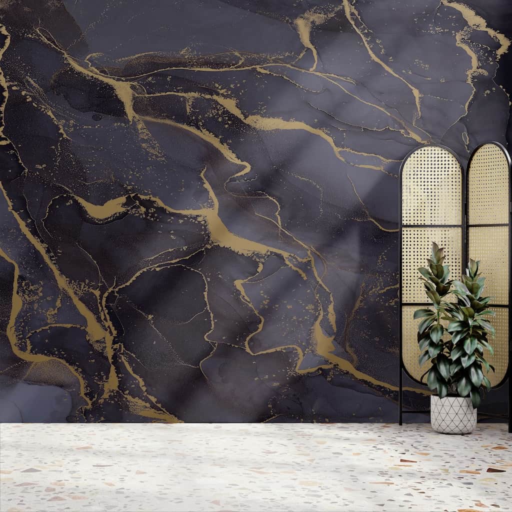 125585FXST - Graham & Brown - Art for the Home Marble Navy Gold Mural - Decor Warehouse