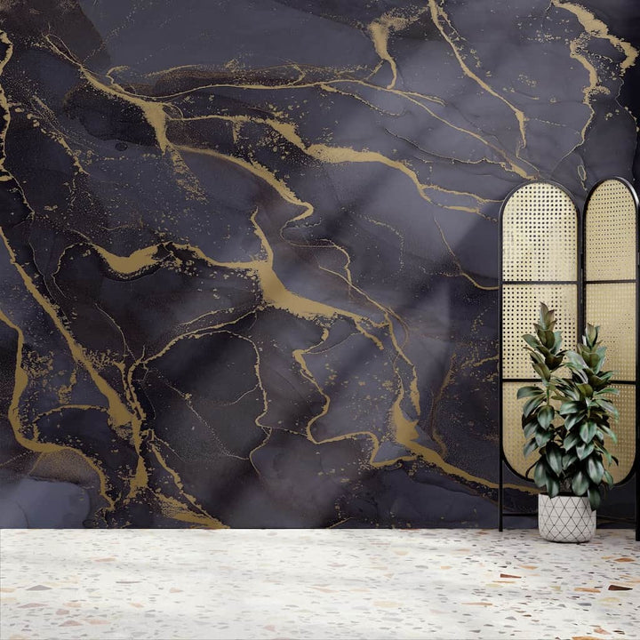 125585FXST - Graham & Brown - Art for the Home Marble Navy Gold Mural - Decor Warehouse