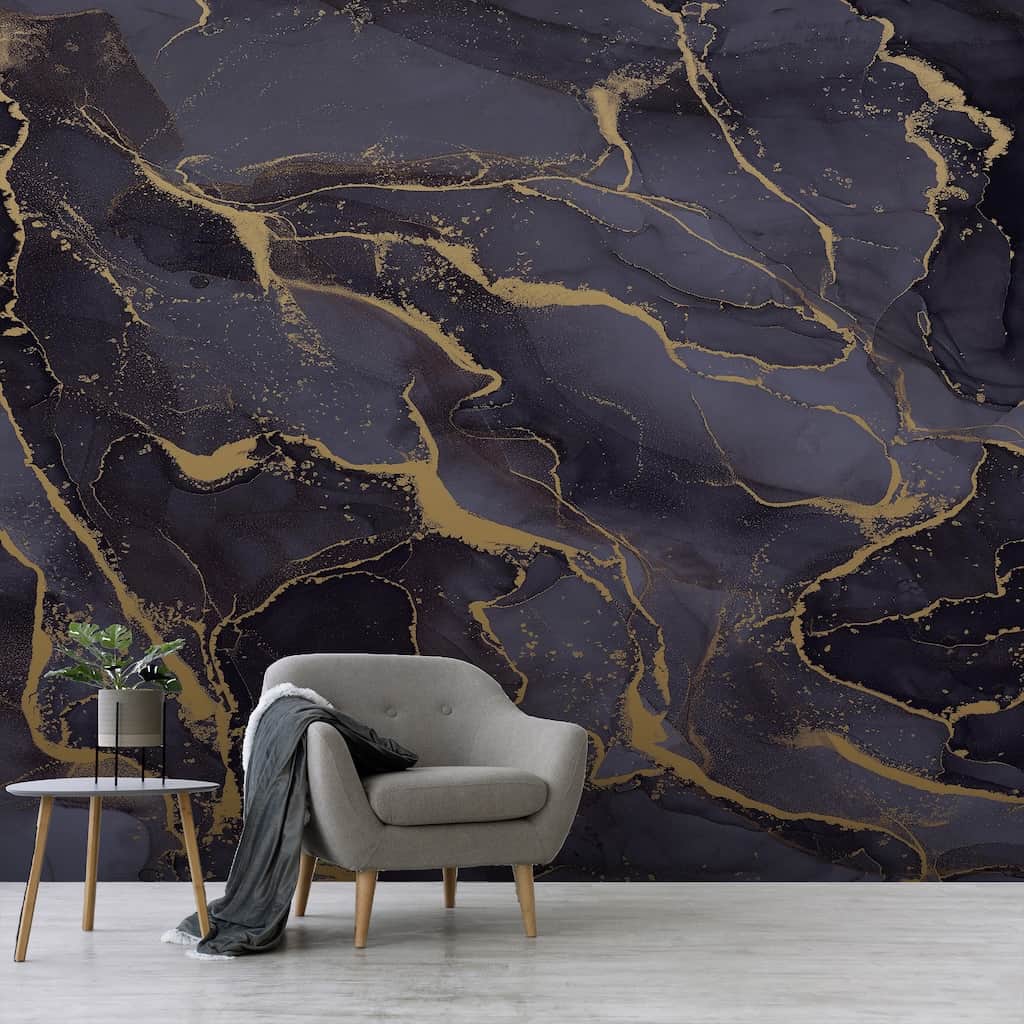 125585FXST - Graham & Brown - Art for the Home Marble Navy Gold Mural - Decor Warehouse