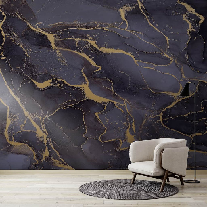 125585FXST - Graham & Brown - Art for the Home Marble Navy Gold Mural - Decor Warehouse