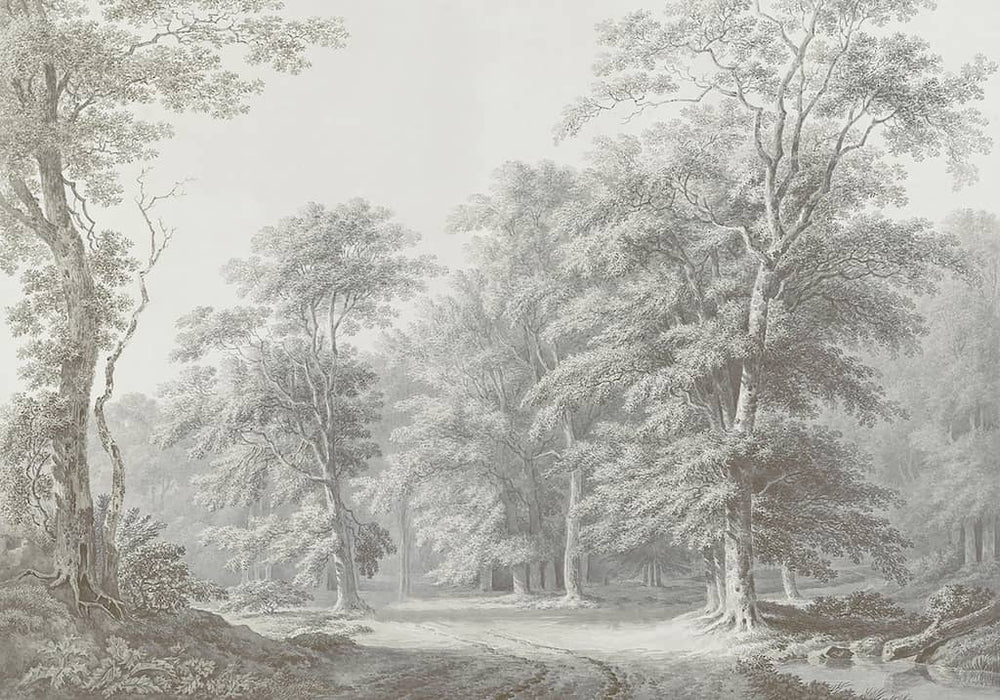 126899FXST - Graham & Brown - Art for the Home Stately Woodland Neutral Mural - Decor Warehouse