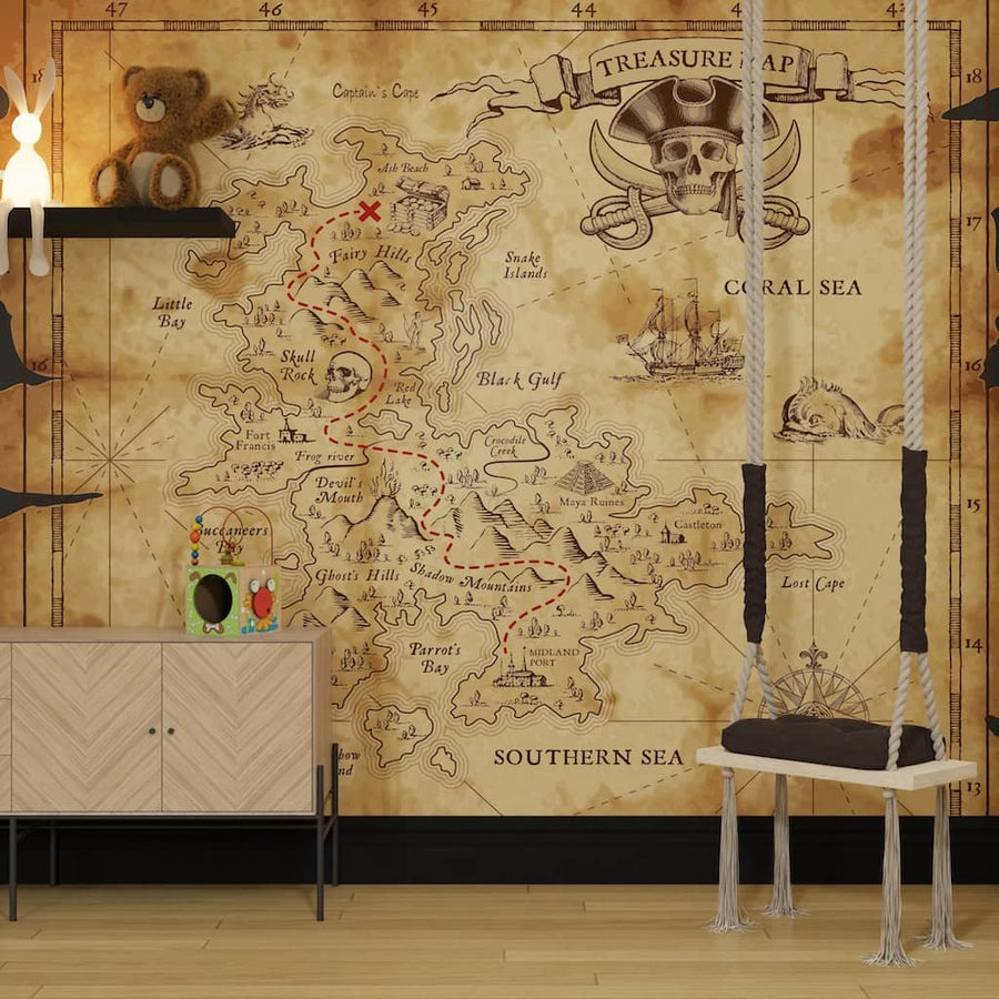 127232FXST - Graham & Brown - Art for the Home Treasure Map Mural - Decor Warehouse