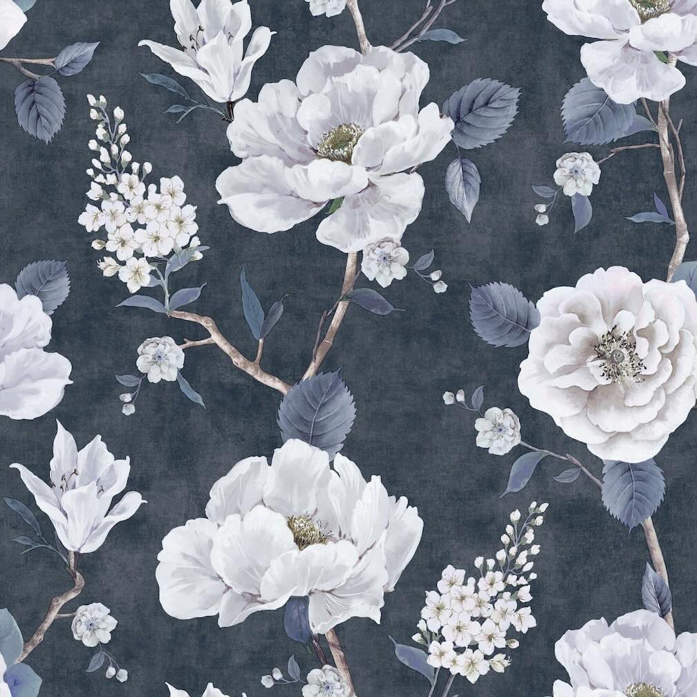 925505 - Arthouse - Arthouse Ashley Floral Navy Wallpaper - Decor Warehouse