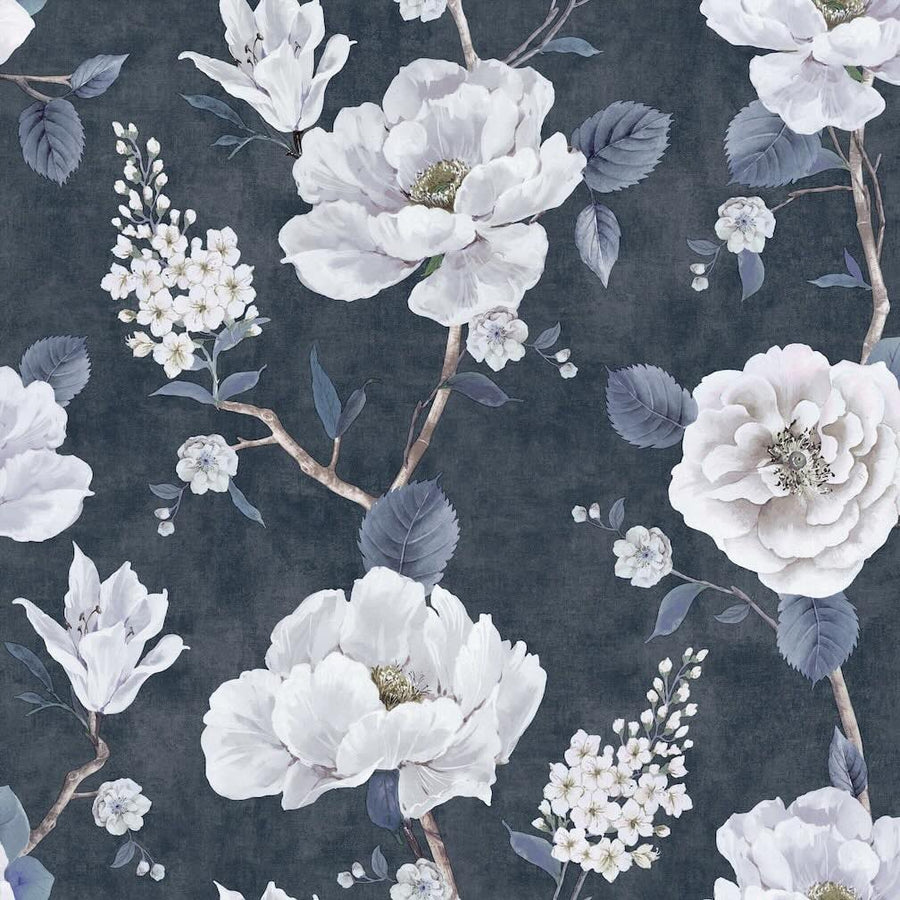 925505 - Arthouse - Arthouse Ashley Floral Navy Wallpaper - Decor Warehouse