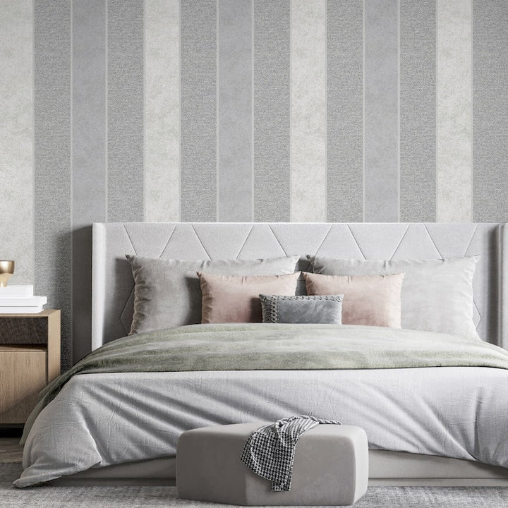 921300 - Arthouse - Arthouse Calico Stripe Grey Wallpaper - Decor Warehouse