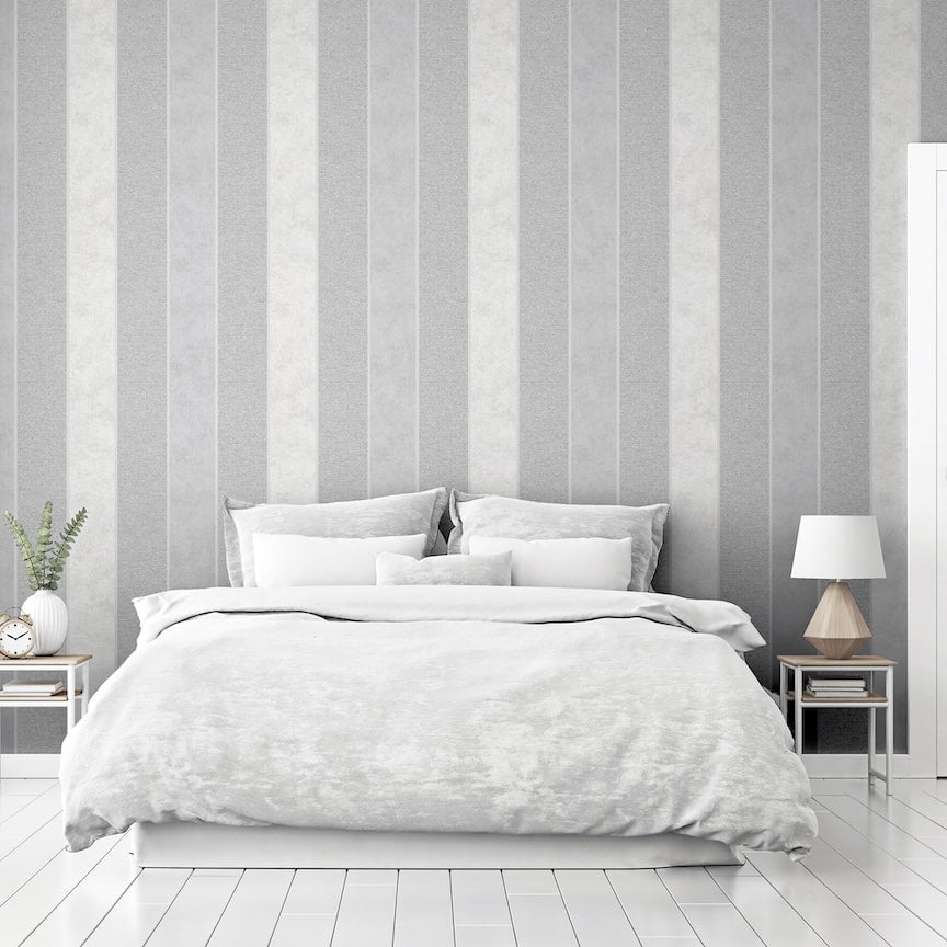 921300 - Arthouse - Arthouse Calico Stripe Grey Wallpaper - Decor Warehouse