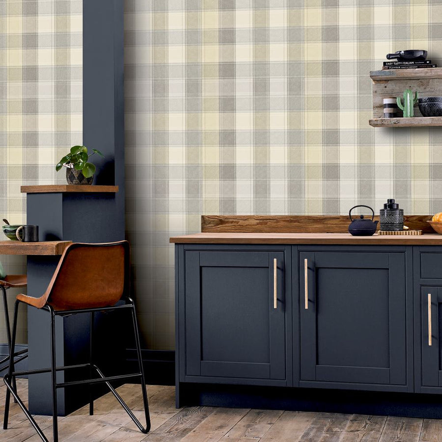 901902 - Arthouse - Arthouse Country Check Grey Wallpaper - Decor Warehouse