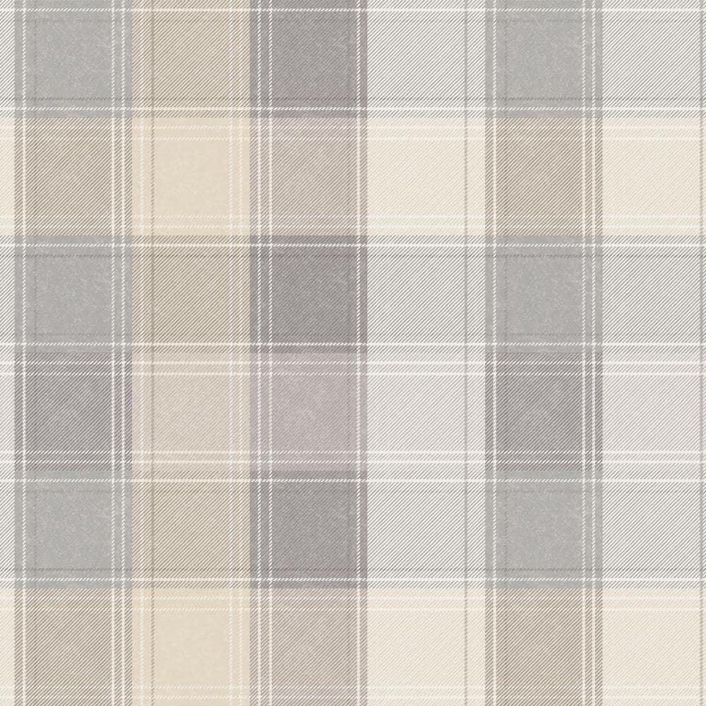 901902 - Arthouse - Arthouse Country Check Grey Wallpaper - Decor Warehouse