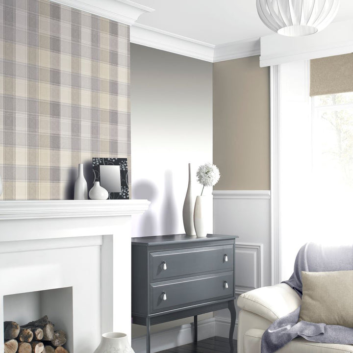 901902 - Arthouse - Arthouse Country Check Grey Wallpaper - Decor Warehouse