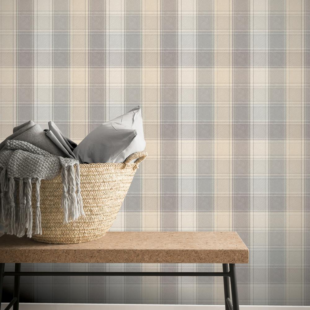 901902 - Arthouse - Arthouse Country Check Grey Wallpaper - Decor Warehouse