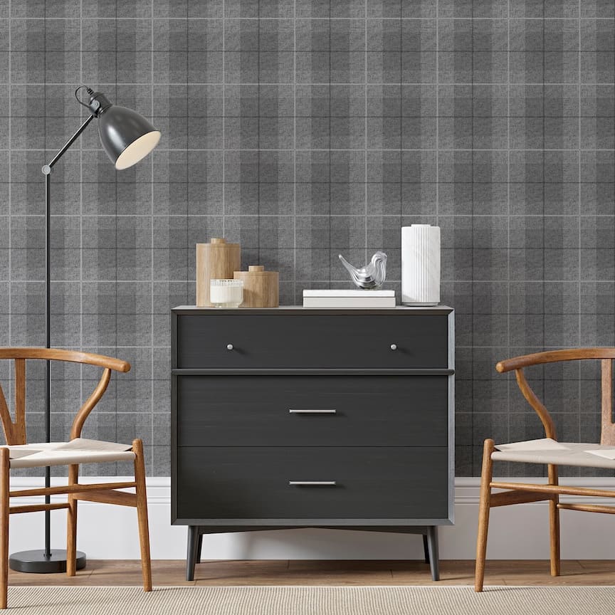 294900 - Arthouse - Arthouse Country Tartan Charcoal Wallpaper - Decor Warehouse