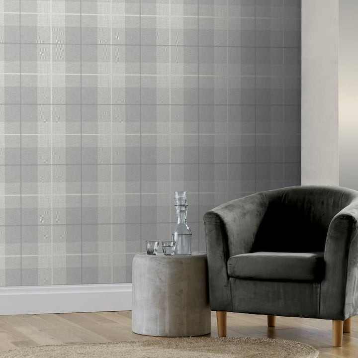 294901 - Arthouse - Arthouse Country Tartan Grey Wallpaper - Decor Warehouse