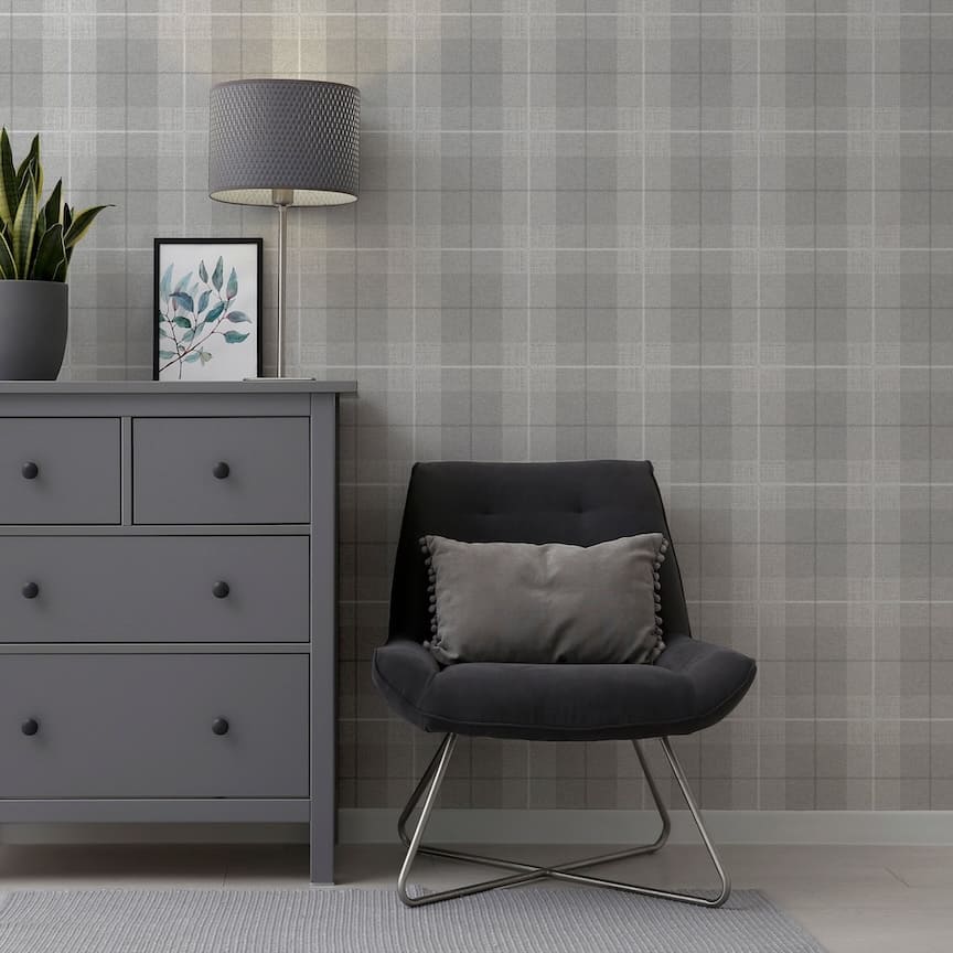 294901 - Arthouse - Arthouse Country Tartan Grey Wallpaper - Decor Warehouse