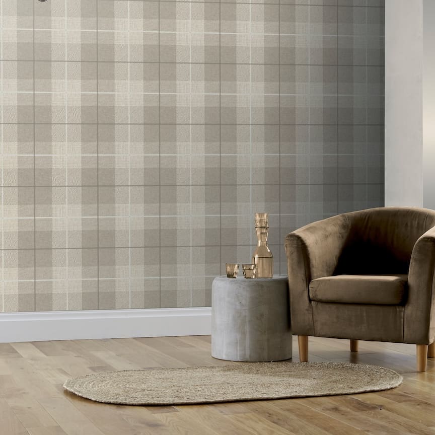 294903 - Arthouse - Arthouse Country Tartan Taupe Wallpaper - Decor Warehouse