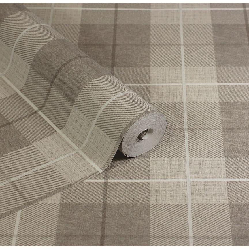 294903 - Arthouse - Arthouse Country Tartan Taupe Wallpaper - Decor Warehouse