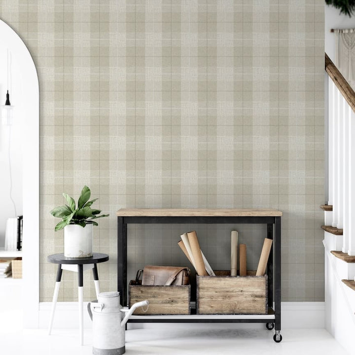 294903 - Arthouse - Arthouse Country Tartan Taupe Wallpaper - Decor Warehouse