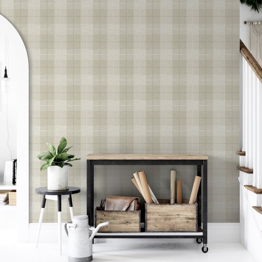 294903 - Arthouse - Arthouse Country Tartan Taupe Wallpaper - Decor Warehouse