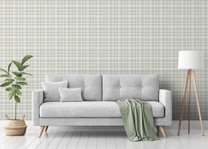 294606 - Arthouse - Arthouse Countryside Check Natural Wallpaper - Decor Warehouse