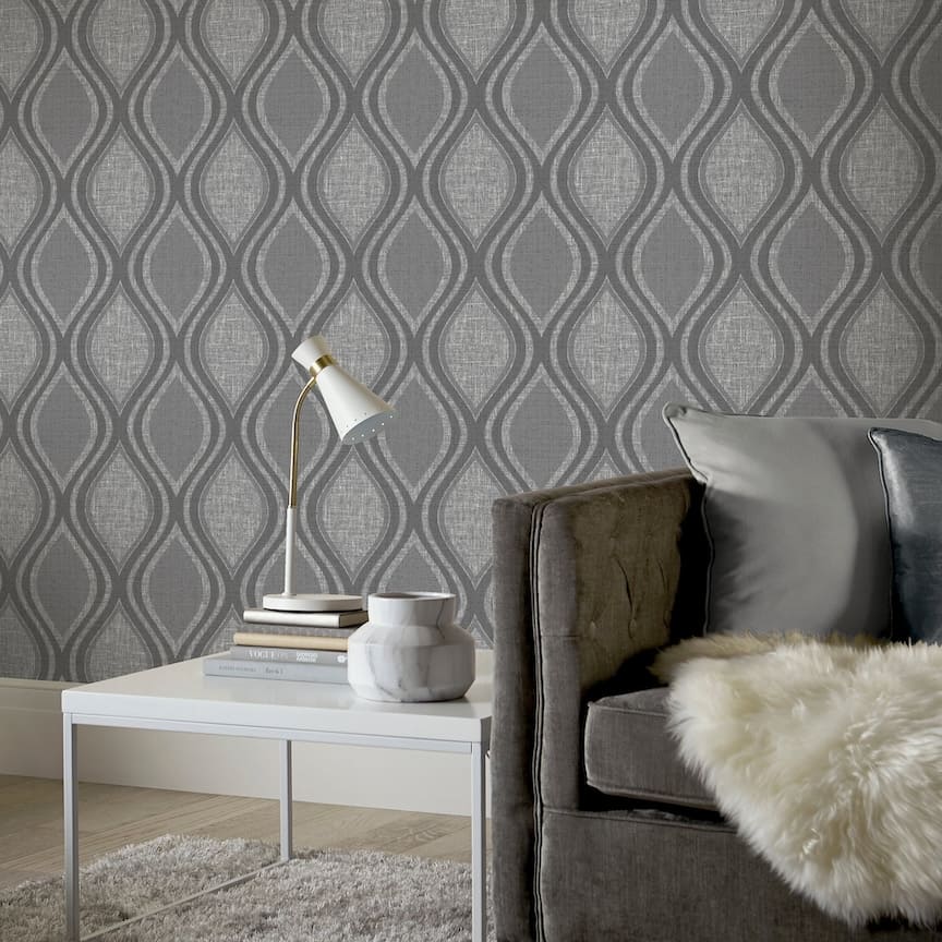 295100 - Arthouse - Arthouse Curve Charcoal Wallpaper - Decor Warehouse