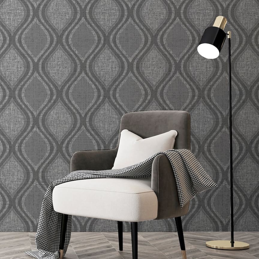 295100 - Arthouse - Arthouse Curve Charcoal Wallpaper - Decor Warehouse